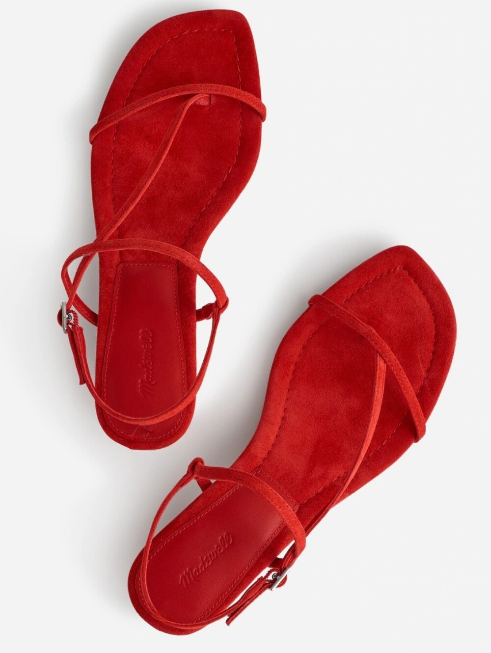 Madewell Maycie Asymmetric Suede Strap Sandal Bandana Red - Picture 2 of 13